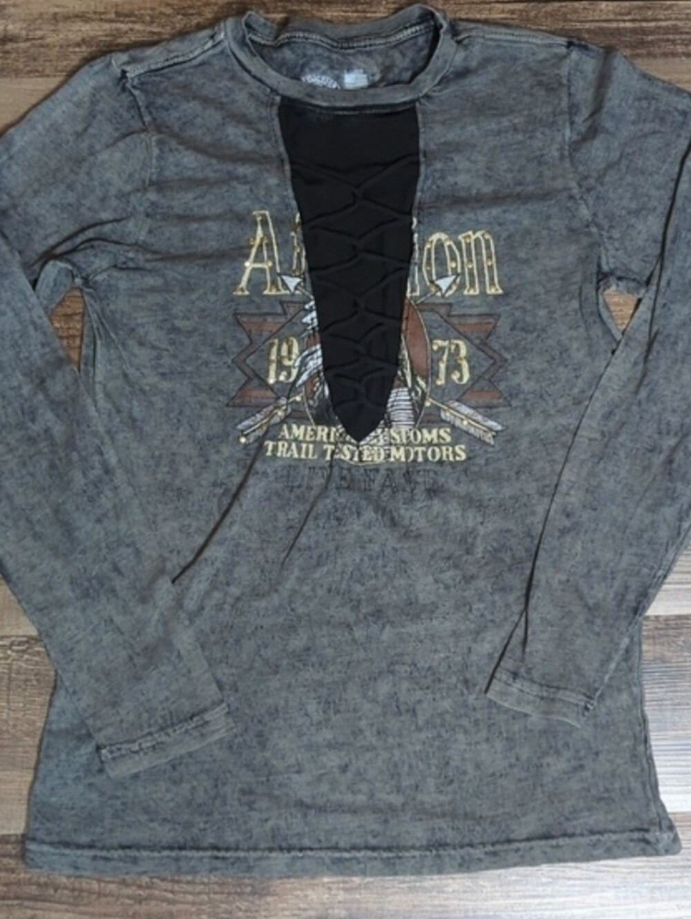 Affliction American Customs Long Sleeve Shirt in Gray Size XL